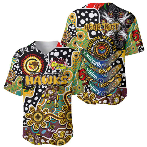 Personalised Hawks AFL Celebrating 50 Years of Naidoc Baseball Jersey NAIDOC Week 2025 Aboriginal
