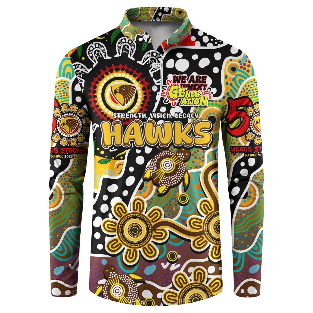 Personalised Hawks AFL Celebrating 50 Years of Naidoc Button Sweatshirt NAIDOC Week 2025 Aboriginal