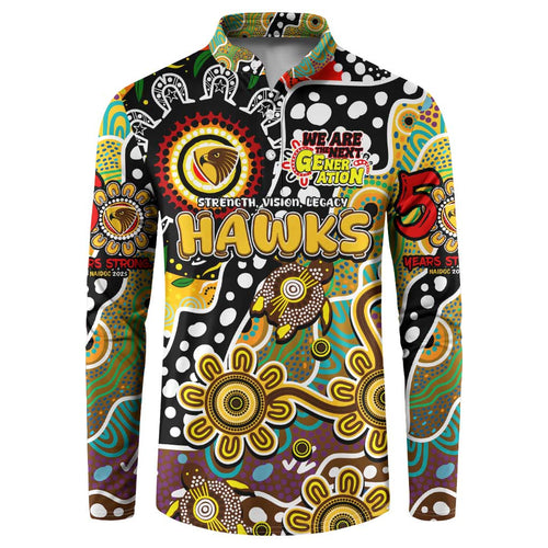 Personalised Hawks AFL Celebrating 50 Years of Naidoc Button Sweatshirt NAIDOC Week 2025 Aboriginal