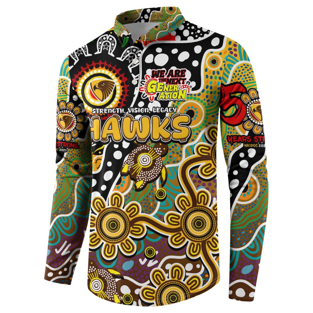 Personalised Hawks AFL Celebrating 50 Years of Naidoc Button Sweatshirt NAIDOC Week 2025 Aboriginal