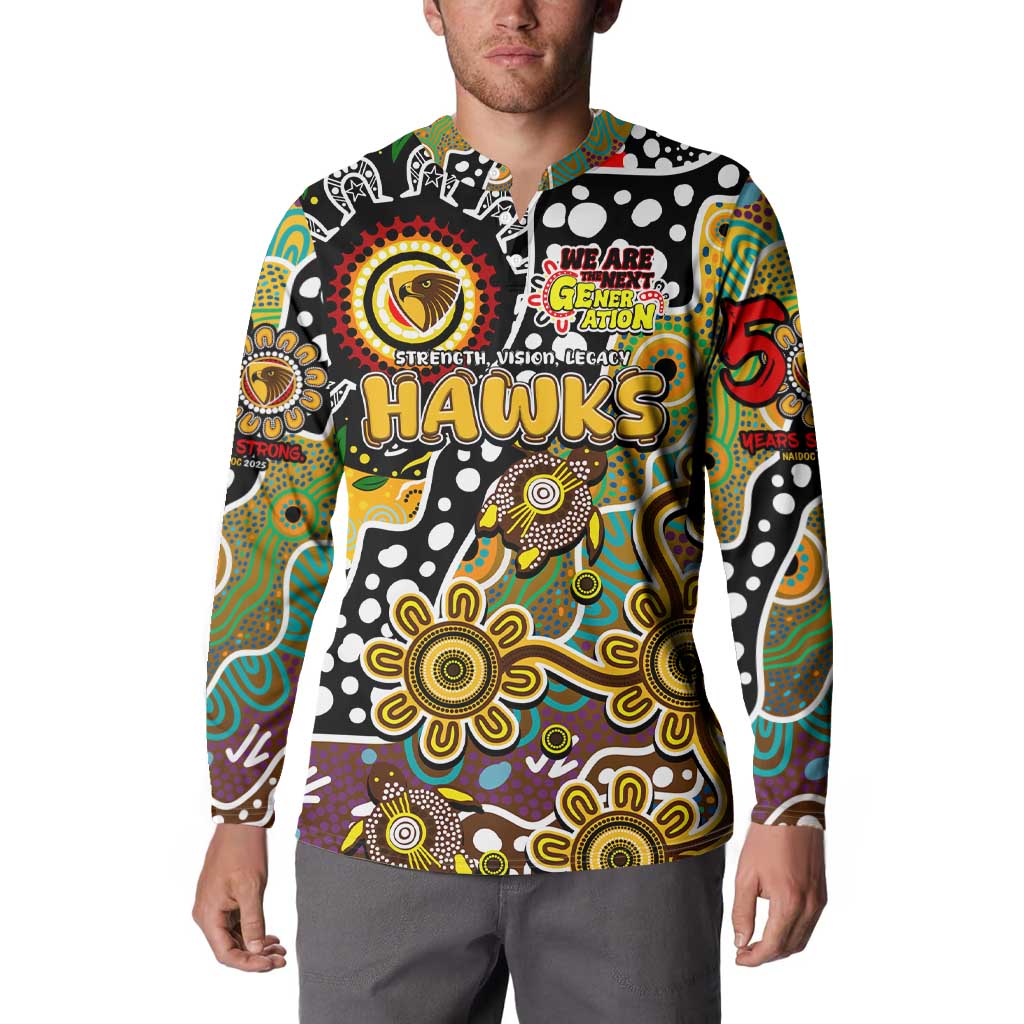 Personalised Hawks AFL Celebrating 50 Years of Naidoc Button Sweatshirt NAIDOC Week 2025 Aboriginal