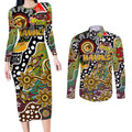 Personalised Hawks AFL Celebrating 50 Years of Naidoc Couples Matching Long Sleeve Bodycon Dress and Long Sleeve Button Shirt NAIDOC Week 2025 Aboriginal