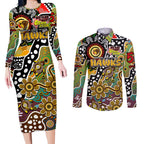 Personalised Hawks AFL Celebrating 50 Years of Naidoc Couples Matching Long Sleeve Bodycon Dress and Long Sleeve Button Shirt NAIDOC Week 2025 Aboriginal