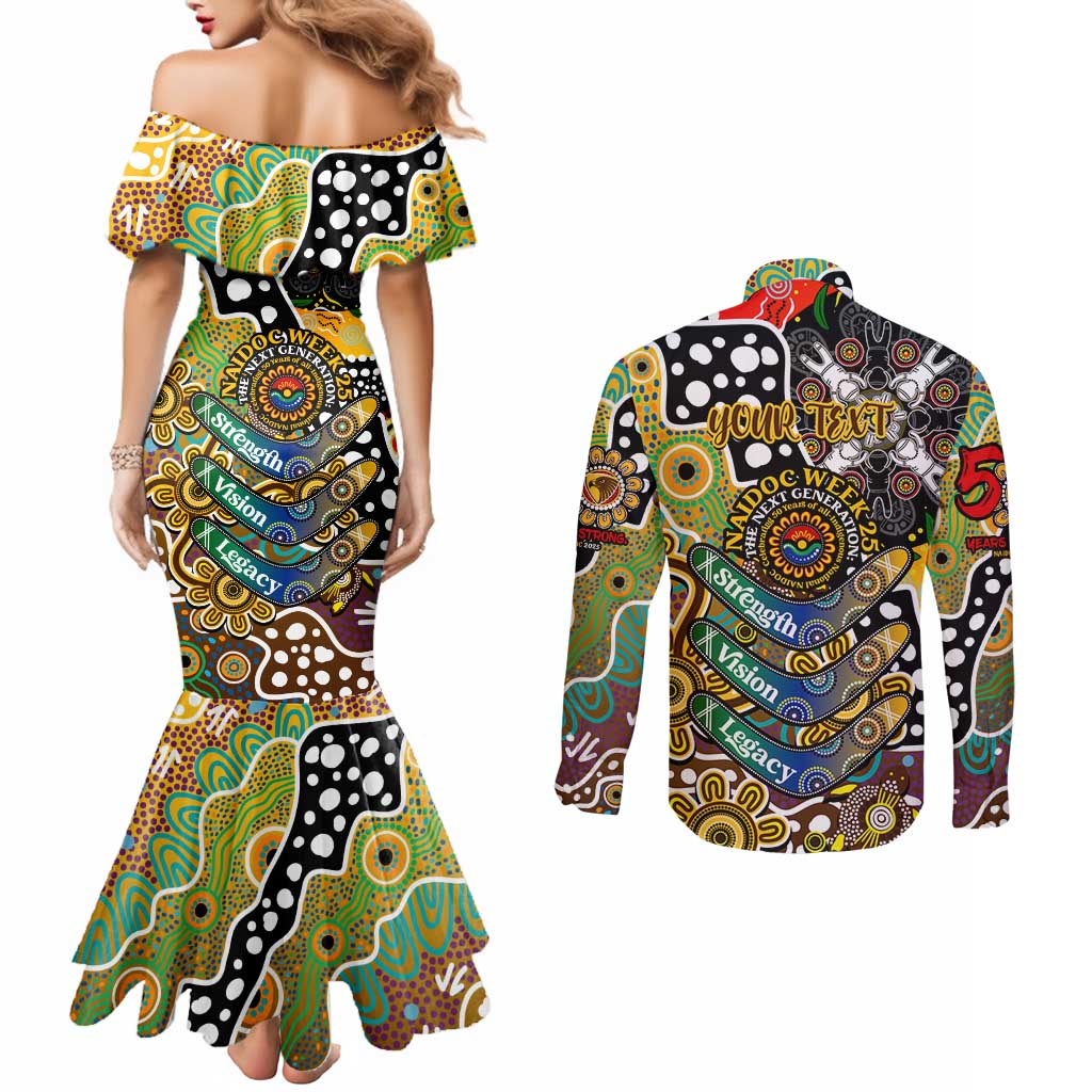 Personalised Hawks AFL Celebrating 50 Years of Naidoc Couples Matching Mermaid Dress and Long Sleeve Button Shirt NAIDOC Week 2025 Aboriginal