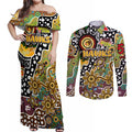 Personalised Hawks AFL Celebrating 50 Years of Naidoc Couples Matching Off Shoulder Maxi Dress and Long Sleeve Button Shirt NAIDOC Week 2025 Aboriginal