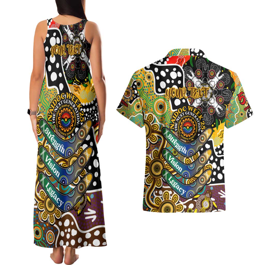 Personalised Hawks AFL Celebrating 50 Years of Naidoc Couples Matching Tank Maxi Dress and Hawaiian Shirt NAIDOC Week 2025 Aboriginal