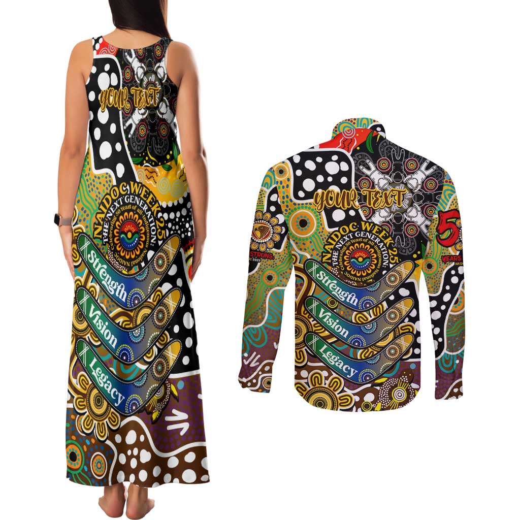 Personalised Hawks AFL Celebrating 50 Years of Naidoc Couples Matching Tank Maxi Dress and Long Sleeve Button Shirt NAIDOC Week 2025 Aboriginal