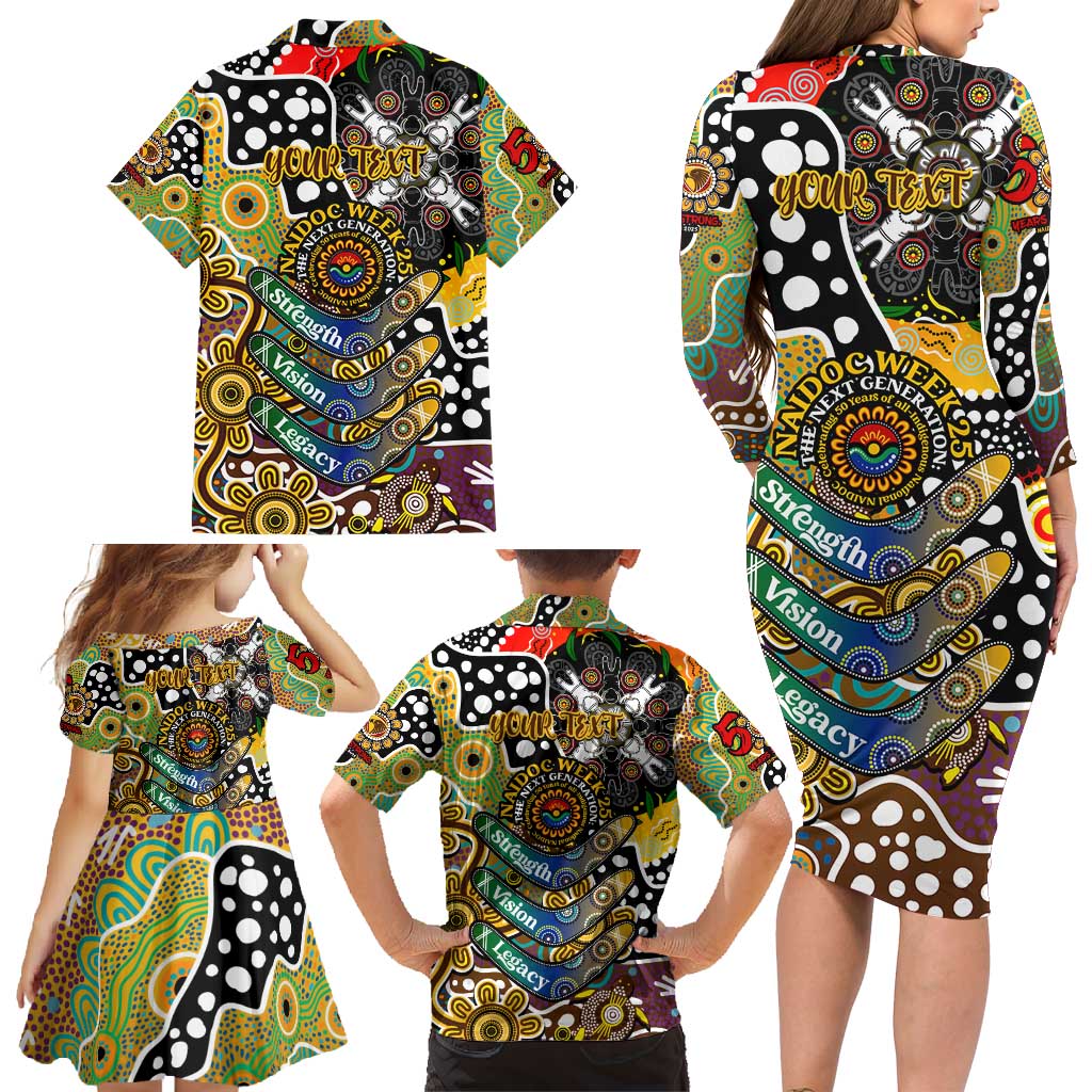 Personalised Hawks AFL Celebrating 50 Years of Naidoc Family Matching Long Sleeve Bodycon Dress and Hawaiian Shirt NAIDOC Week 2025 Aboriginal