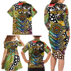 Personalised Hawks AFL Celebrating 50 Years of Naidoc Family Matching Long Sleeve Bodycon Dress and Hawaiian Shirt NAIDOC Week 2025 Aboriginal
