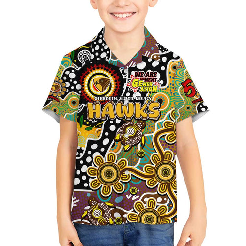 Personalised Hawks AFL Celebrating 50 Years of Naidoc Family Matching Long Sleeve Bodycon Dress and Hawaiian Shirt NAIDOC Week 2025 Aboriginal