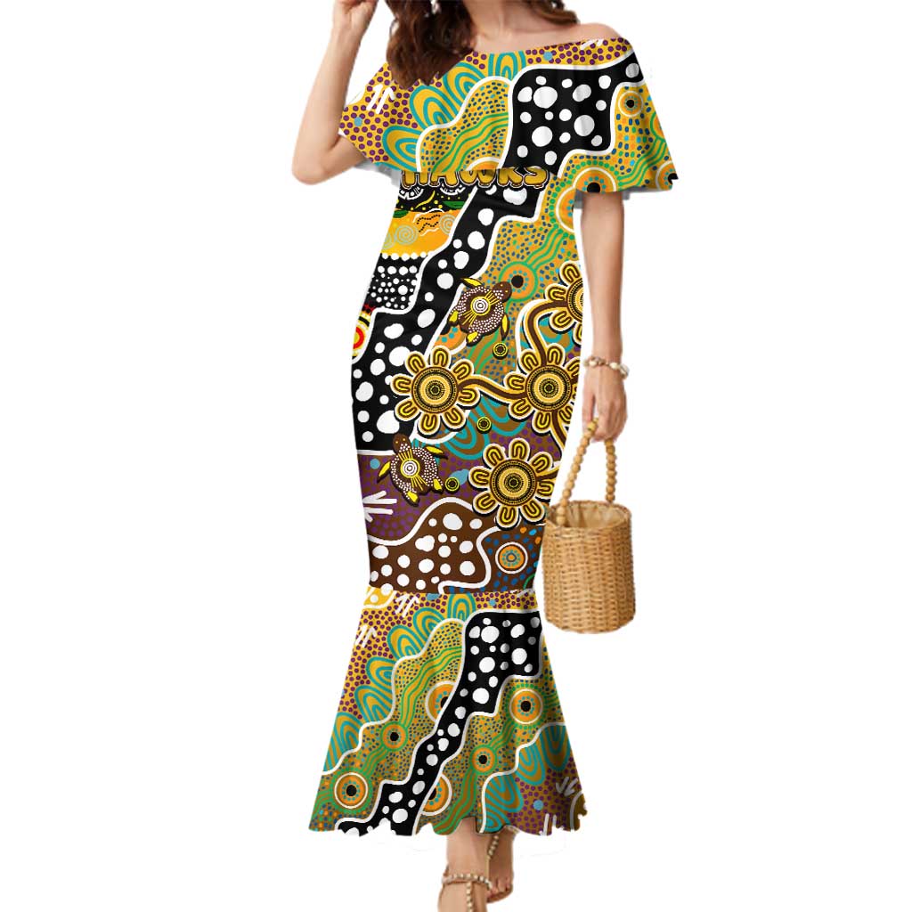 Personalised Hawks AFL Celebrating 50 Years of Naidoc Family Matching Mermaid Dress and Hawaiian Shirt NAIDOC Week 2025 Aboriginal