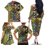 Personalised Hawks AFL Celebrating 50 Years of Naidoc Family Matching Off The Shoulder Long Sleeve Dress and Hawaiian Shirt NAIDOC Week 2025 Aboriginal