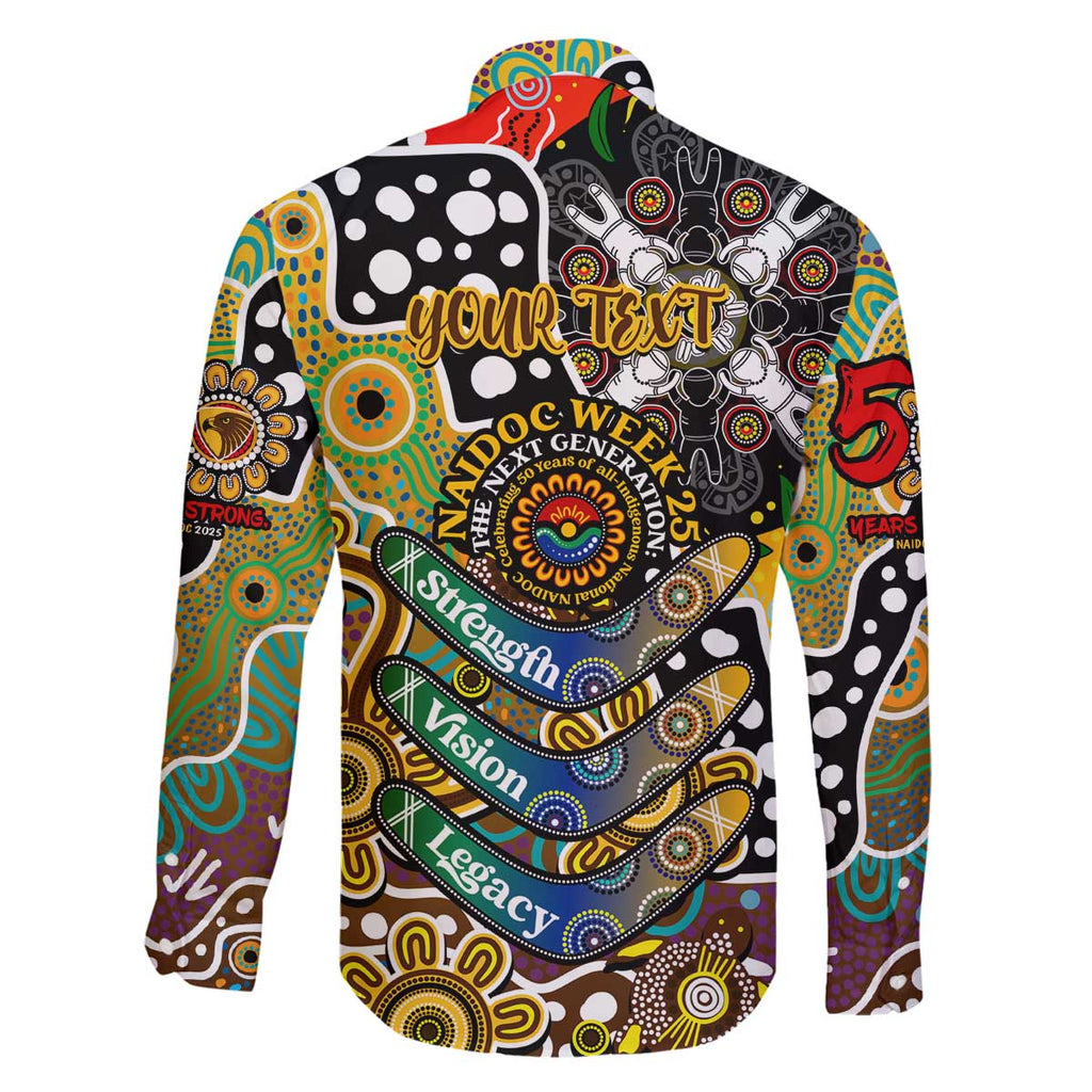 Personalised Hawks AFL Celebrating 50 Years of Naidoc Family Matching Off The Shoulder Long Sleeve Dress and Hawaiian Shirt NAIDOC Week 2025 Aboriginal