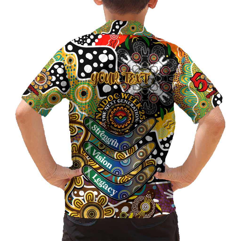 Personalised Hawks AFL Celebrating 50 Years of Naidoc Family Matching Off Shoulder Maxi Dress and Hawaiian Shirt NAIDOC Week 2025 Aboriginal