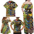 Personalised Hawks AFL Celebrating 50 Years of Naidoc Family Matching Off Shoulder Maxi Dress and Hawaiian Shirt NAIDOC Week 2025 Aboriginal