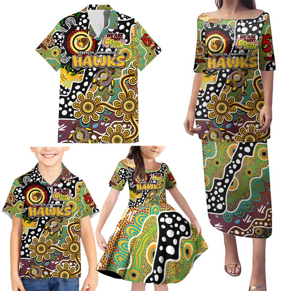 Personalised Hawks AFL Celebrating 50 Years of Naidoc Family Matching Puletasi and Hawaiian Shirt NAIDOC Week 2025 Aboriginal