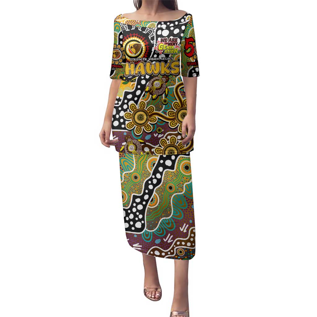 Personalised Hawks AFL Celebrating 50 Years of Naidoc Family Matching Puletasi and Hawaiian Shirt NAIDOC Week 2025 Aboriginal