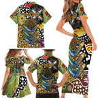 Personalised Hawks AFL Celebrating 50 Years of Naidoc Family Matching Short Sleeve Bodycon Dress and Hawaiian Shirt NAIDOC Week 2025 Aboriginal