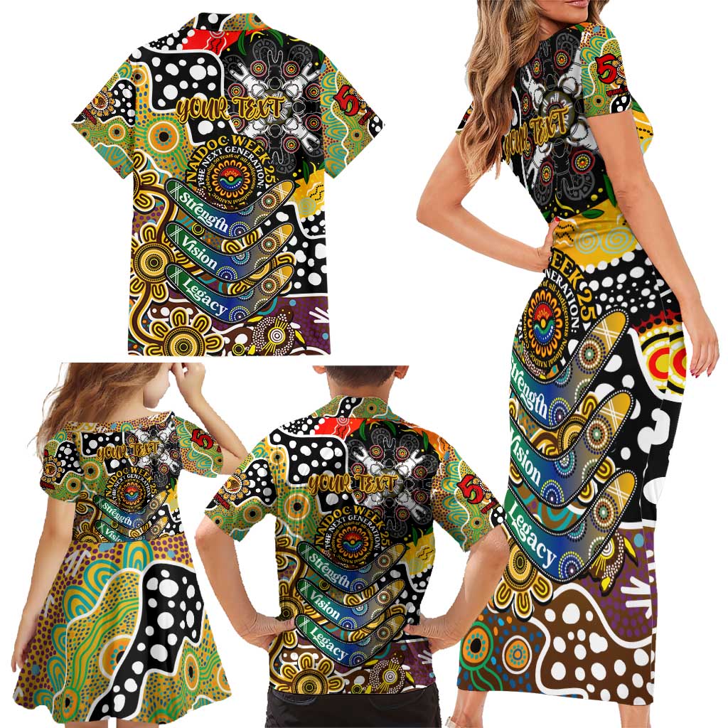 Personalised Hawks AFL Celebrating 50 Years of Naidoc Family Matching Short Sleeve Bodycon Dress and Hawaiian Shirt NAIDOC Week 2025 Aboriginal