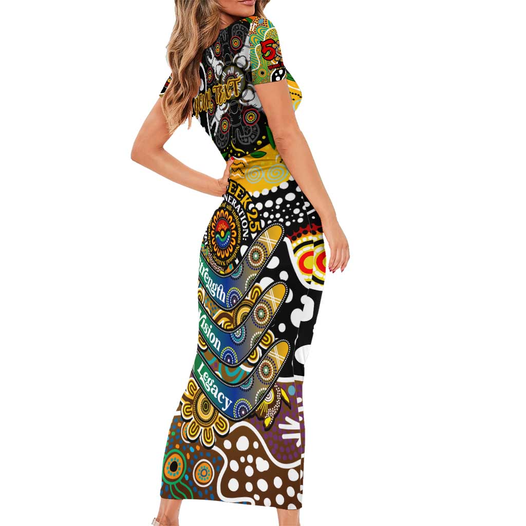 Personalised Hawks AFL Celebrating 50 Years of Naidoc Family Matching Short Sleeve Bodycon Dress and Hawaiian Shirt NAIDOC Week 2025 Aboriginal