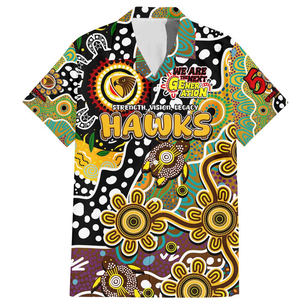 Personalised Hawks AFL Celebrating 50 Years of Naidoc Family Matching Summer Maxi Dress and Hawaiian Shirt NAIDOC Week 2025 Aboriginal