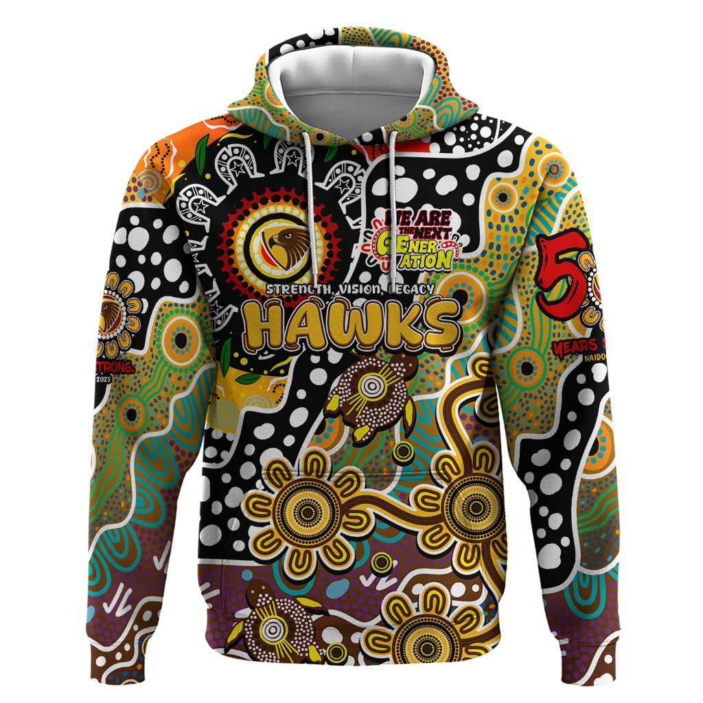 Personalised Hawks AFL Celebrating 50 Years of Naidoc Hoodie NAIDOC Week 2025 Aboriginal