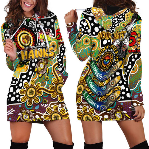 Personalised Hawks AFL Celebrating 50 Years of Naidoc Hoodie Dress NAIDOC Week 2025 Aboriginal