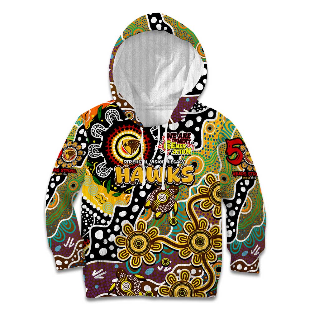 Personalised Hawks AFL Celebrating 50 Years of Naidoc Kid Hoodie NAIDOC Week 2025 Aboriginal