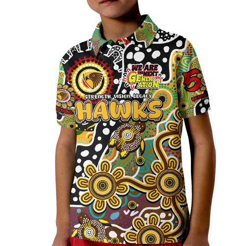 Personalised Hawks AFL Celebrating 50 Years of Naidoc Kid Polo Shirt NAIDOC Week 2025 Aboriginal