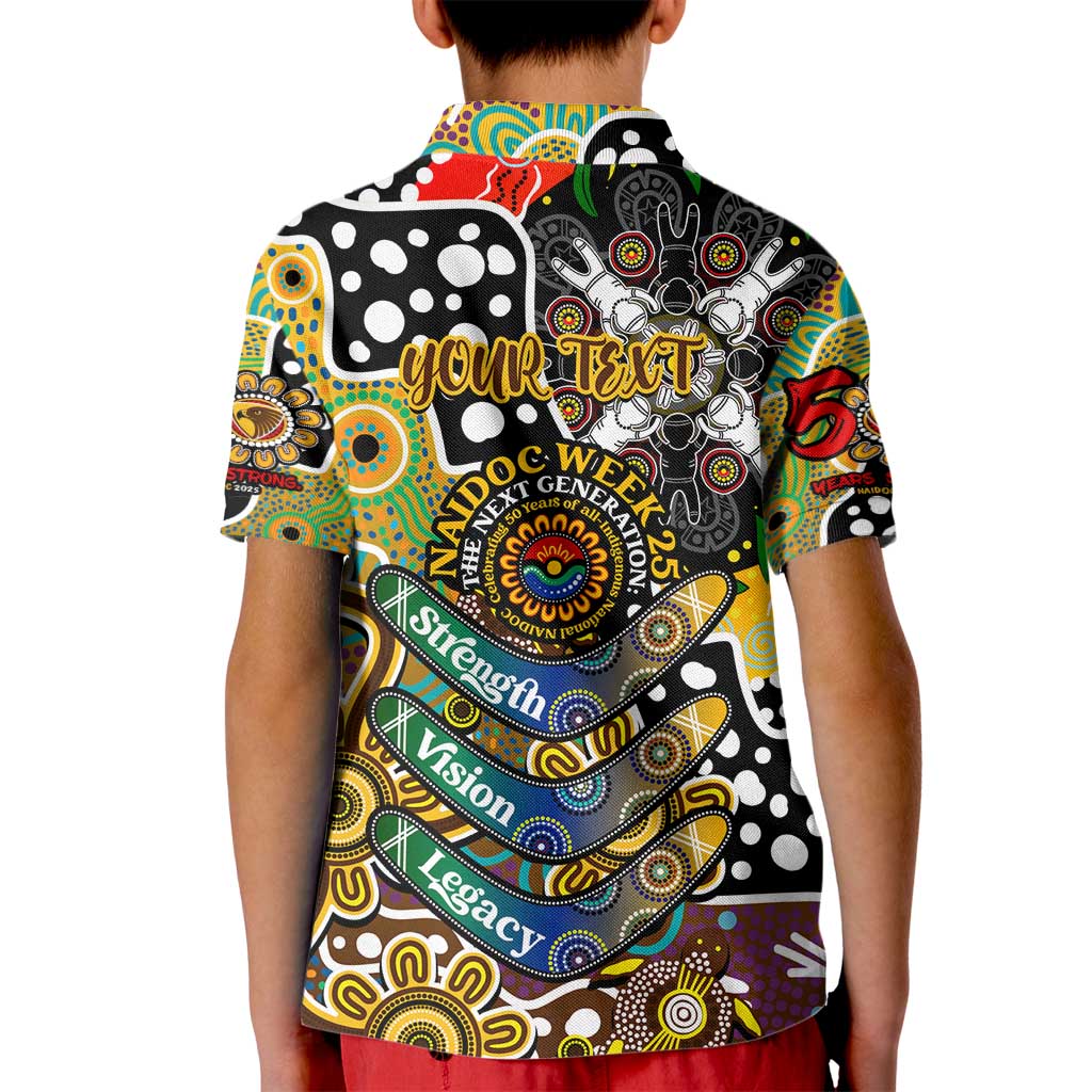 Personalised Hawks AFL Celebrating 50 Years of Naidoc Kid Polo Shirt NAIDOC Week 2025 Aboriginal
