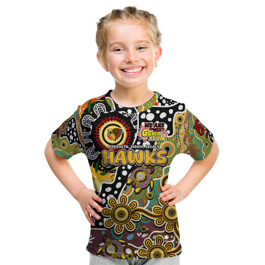 Personalised Hawks AFL Celebrating 50 Years of Naidoc Kid T Shirt NAIDOC Week 2025 Aboriginal