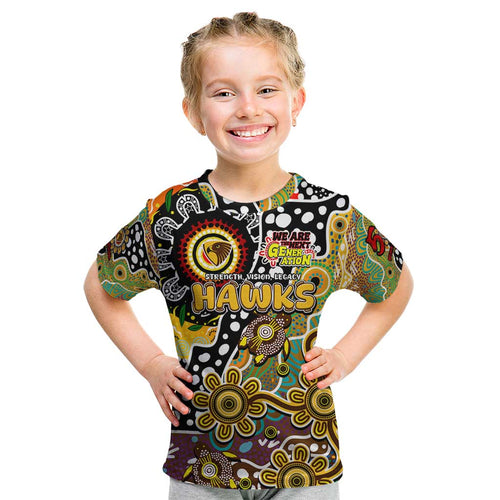 Personalised Hawks AFL Celebrating 50 Years of Naidoc Kid T Shirt NAIDOC Week 2025 Aboriginal
