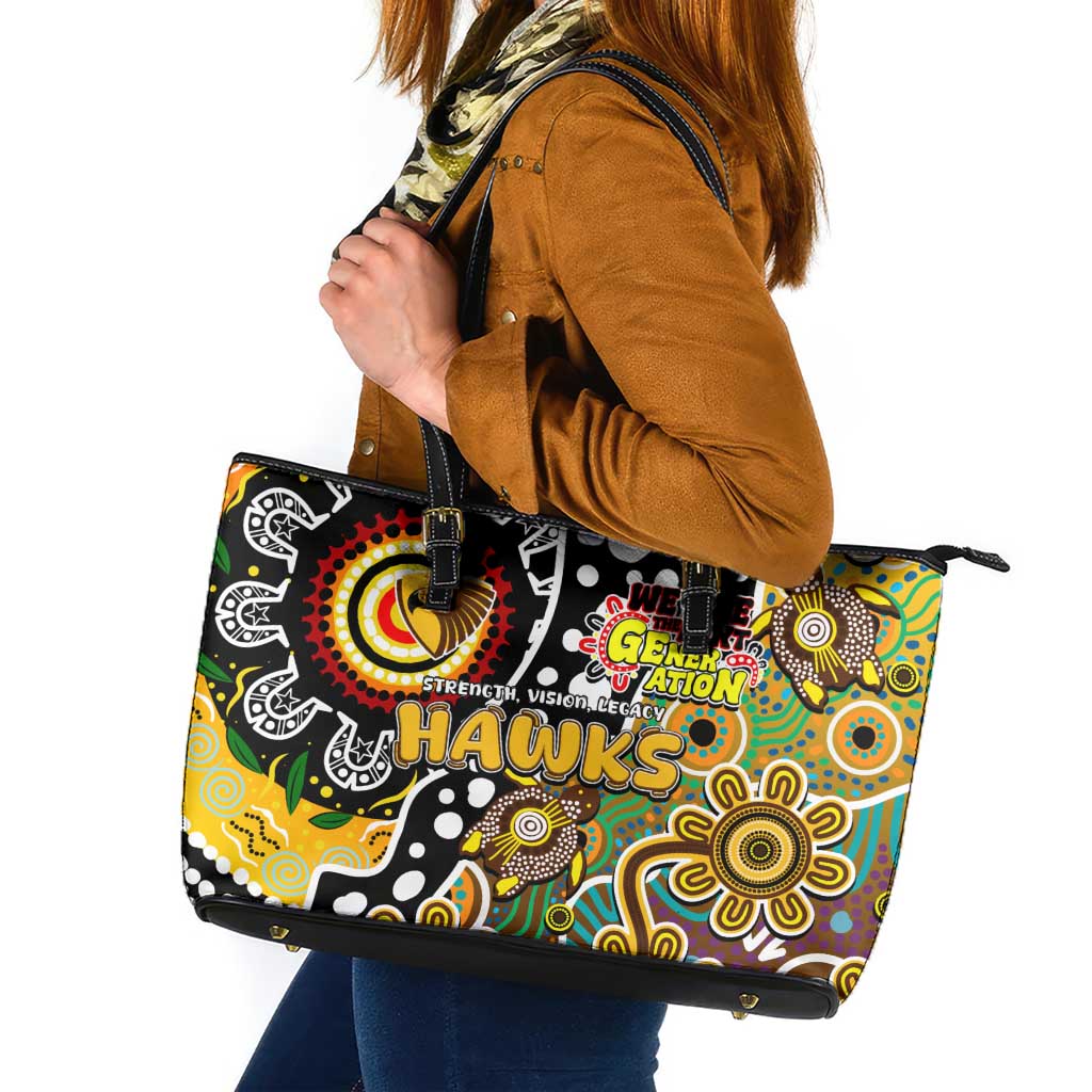 Hawks AFL Celebrating 50 Years of Naidoc Leather Tote Bag NAIDOC Week 2025 Aboriginal
