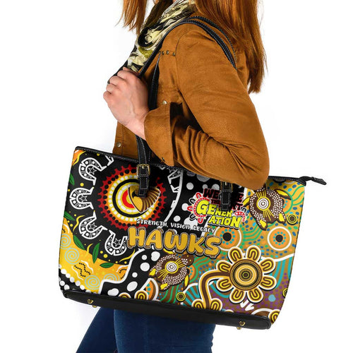 Hawks AFL Celebrating 50 Years of Naidoc Leather Tote Bag NAIDOC Week 2025 Aboriginal