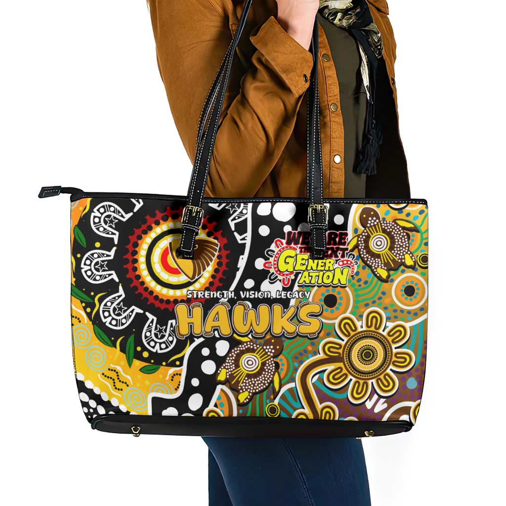 Hawks AFL Celebrating 50 Years of Naidoc Leather Tote Bag NAIDOC Week 2025 Aboriginal