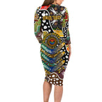 Personalised Hawks AFL Celebrating 50 Years of Naidoc Long Sleeve Bodycon Dress NAIDOC Week 2025 Aboriginal