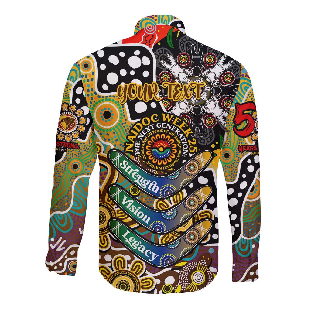 Personalised Hawks AFL Celebrating 50 Years of Naidoc Long Sleeve Button Shirt NAIDOC Week 2025 Aboriginal
