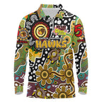 Personalised Hawks AFL Celebrating 50 Years of Naidoc Long Sleeve Polo Shirt NAIDOC Week 2025 Aboriginal