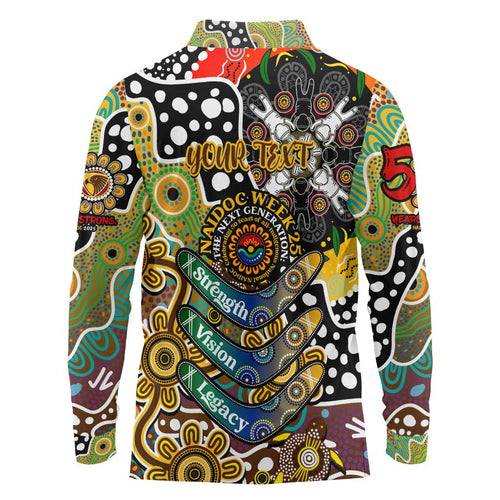 Personalised Hawks AFL Celebrating 50 Years of Naidoc Long Sleeve Polo Shirt NAIDOC Week 2025 Aboriginal