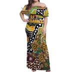 Personalised Hawks AFL Celebrating 50 Years of Naidoc Off Shoulder Maxi Dress NAIDOC Week 2025 Aboriginal