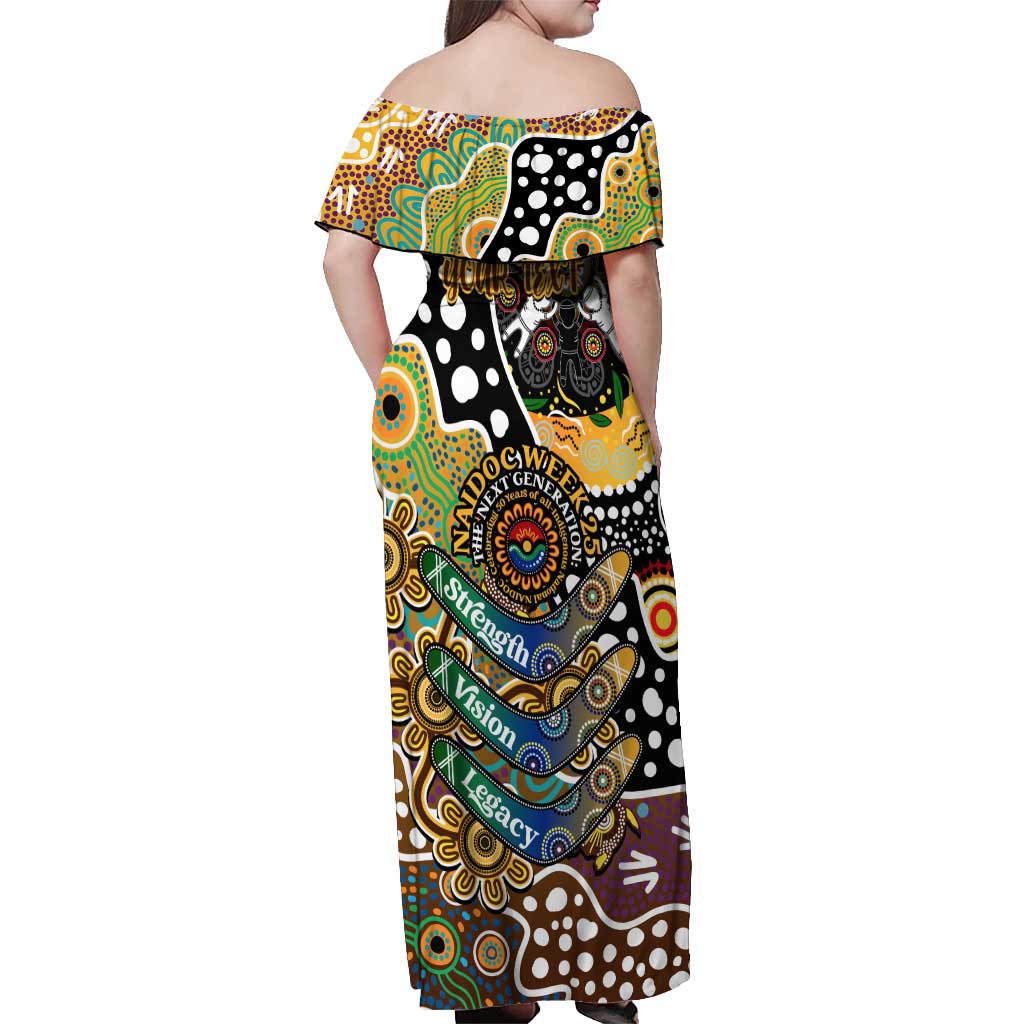 Personalised Hawks AFL Celebrating 50 Years of Naidoc Off Shoulder Maxi Dress NAIDOC Week 2025 Aboriginal