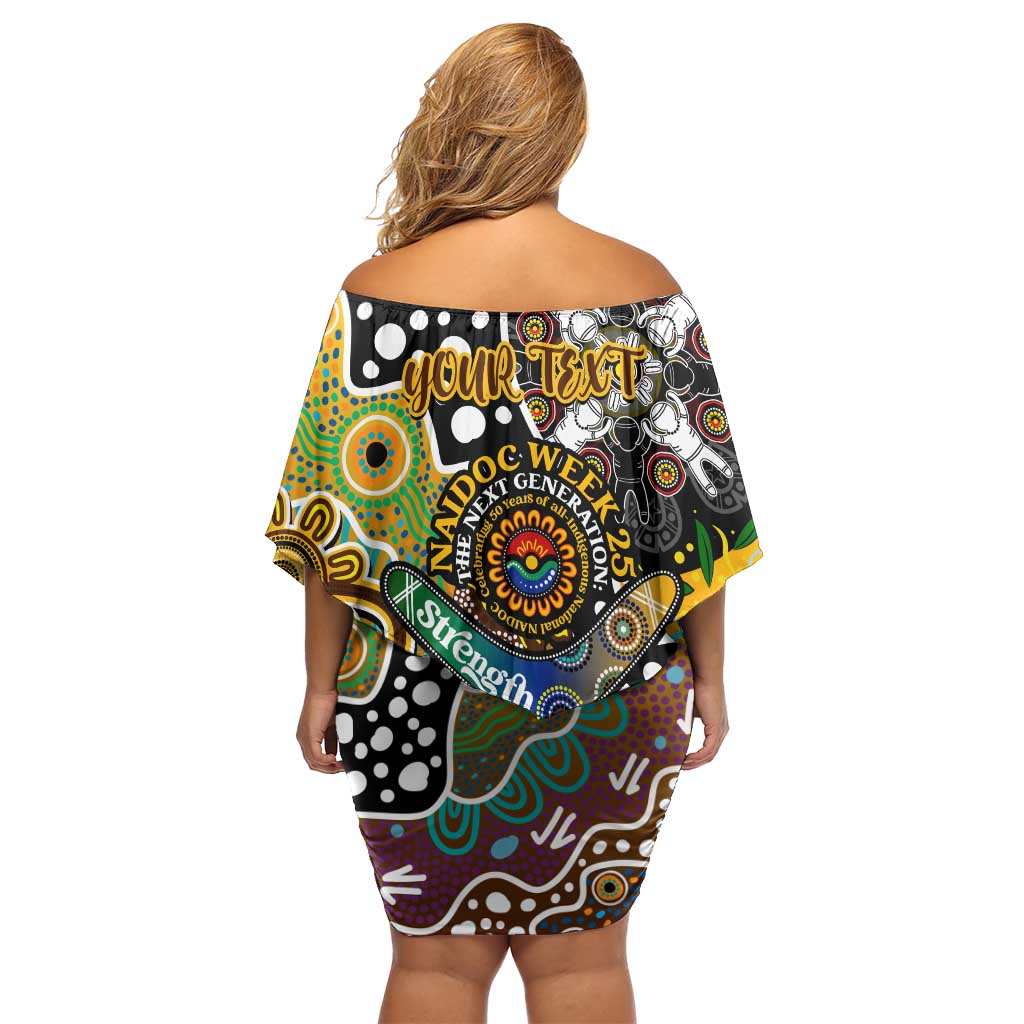 Personalised Hawks AFL Celebrating 50 Years of Naidoc Off Shoulder Short Dress NAIDOC Week 2025 Aboriginal