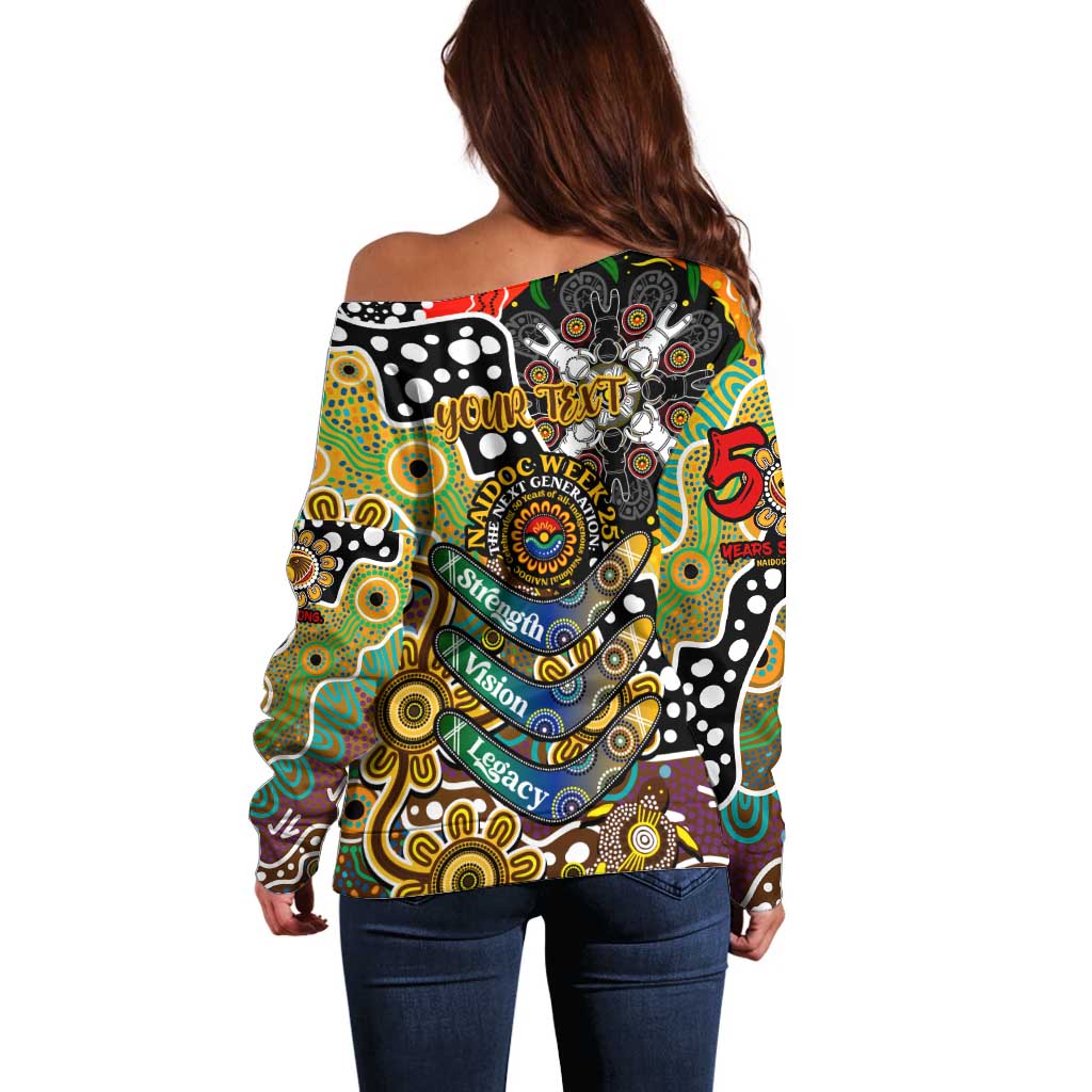 Personalised Hawks AFL Celebrating 50 Years of Naidoc Off Shoulder Sweater NAIDOC Week 2025 Aboriginal