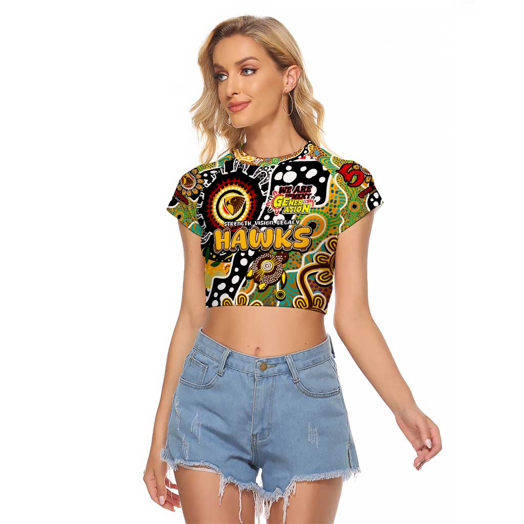 Personalised Hawks AFL Celebrating 50 Years of Naidoc Raglan Cropped T Shirt NAIDOC Week 2025 Aboriginal