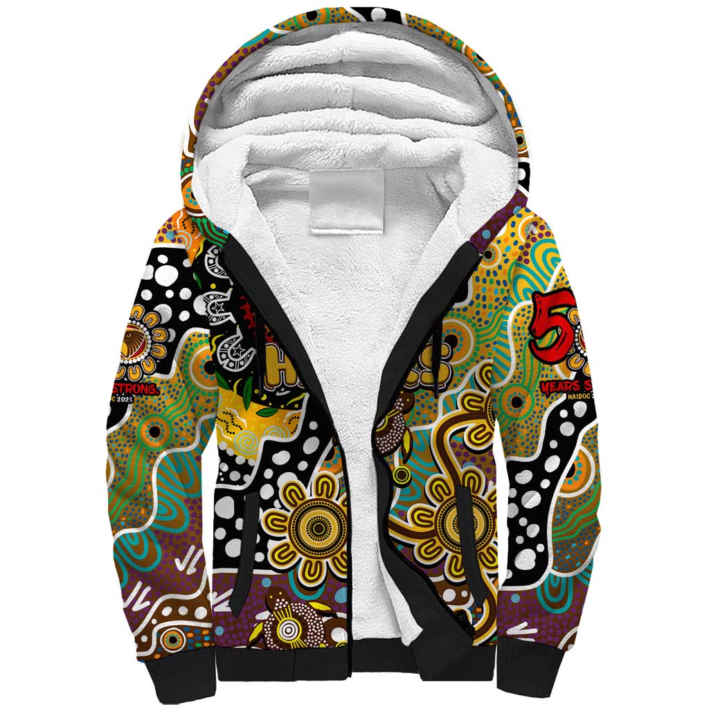 Personalised Hawks AFL Celebrating 50 Years of Naidoc Sherpa Hoodie NAIDOC Week 2025 Aboriginal