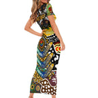Personalised Hawks AFL Celebrating 50 Years of Naidoc Short Sleeve Bodycon Dress NAIDOC Week 2025 Aboriginal