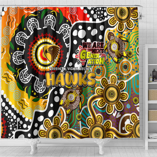 Hawks AFL Celebrating 50 Years of Naidoc Shower Curtain NAIDOC Week 2025 Aboriginal