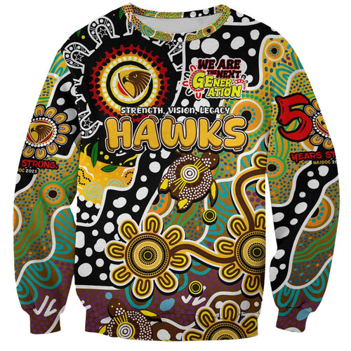 Personalised Hawks AFL Celebrating 50 Years of Naidoc Sweatshirt NAIDOC Week 2025 Aboriginal