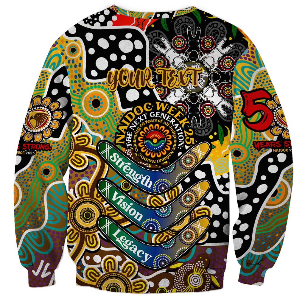 Personalised Hawks AFL Celebrating 50 Years of Naidoc Sweatshirt NAIDOC Week 2025 Aboriginal
