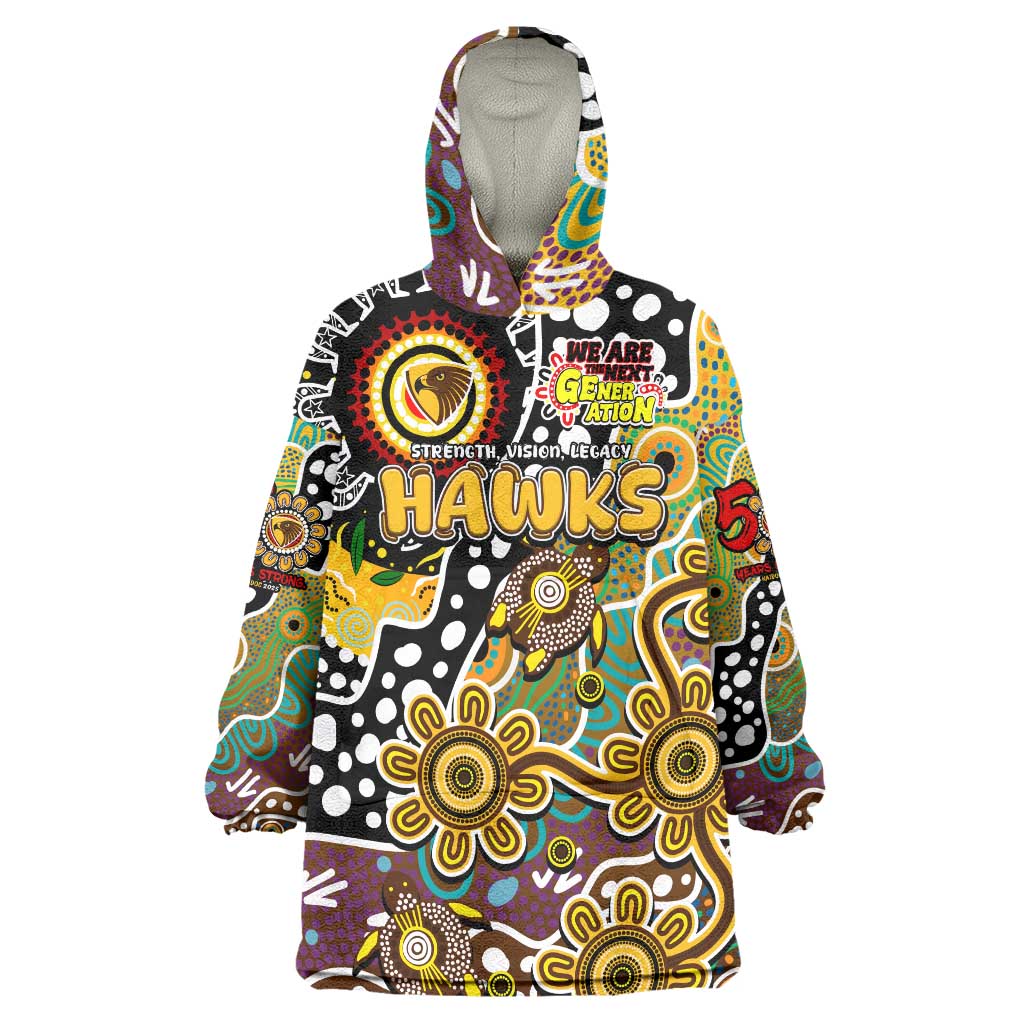Personalised Hawks AFL Celebrating 50 Years of Naidoc Wearable Blanket Hoodie NAIDOC Week 2025 Aboriginal